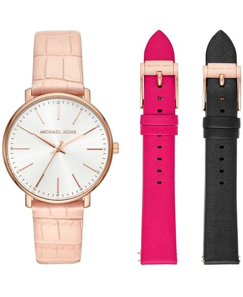 Women's Pyper Pink Leather Strap Watch 38mm Gift Set